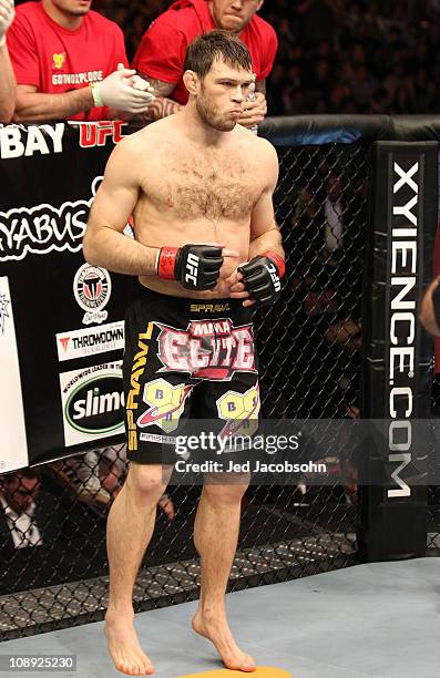 Forrest Griffin in the Octagon prior to his bout with Rich Franklin at UFC 126 at the Mandalay Bay Events Center on February 5, 2011 in Las Vegas,...