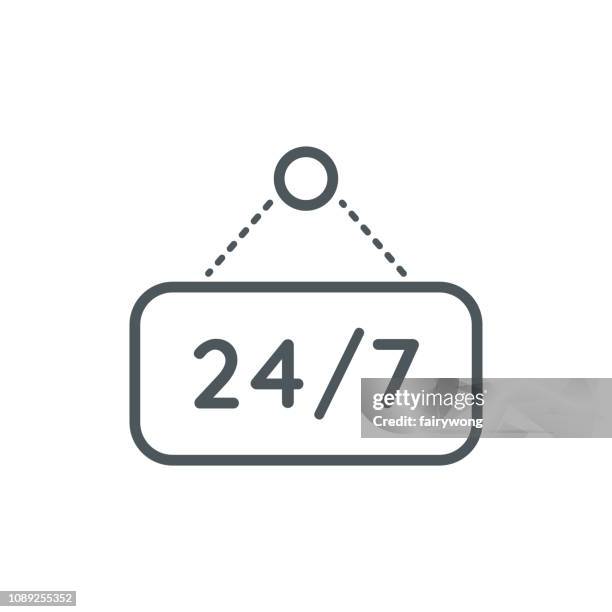 twenty-four hours seven days symbol icon - four sections stock illustrations