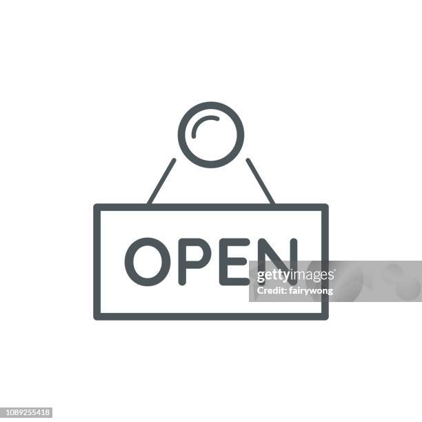 open sign line icon - chinese welcome text stock illustrations