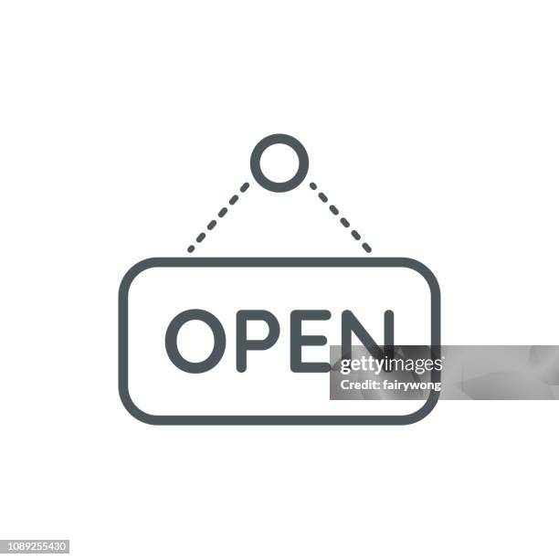 open sign line icon - canada border services stock illustrations