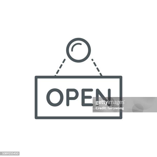 open sign line icon - canada border services stock illustrations