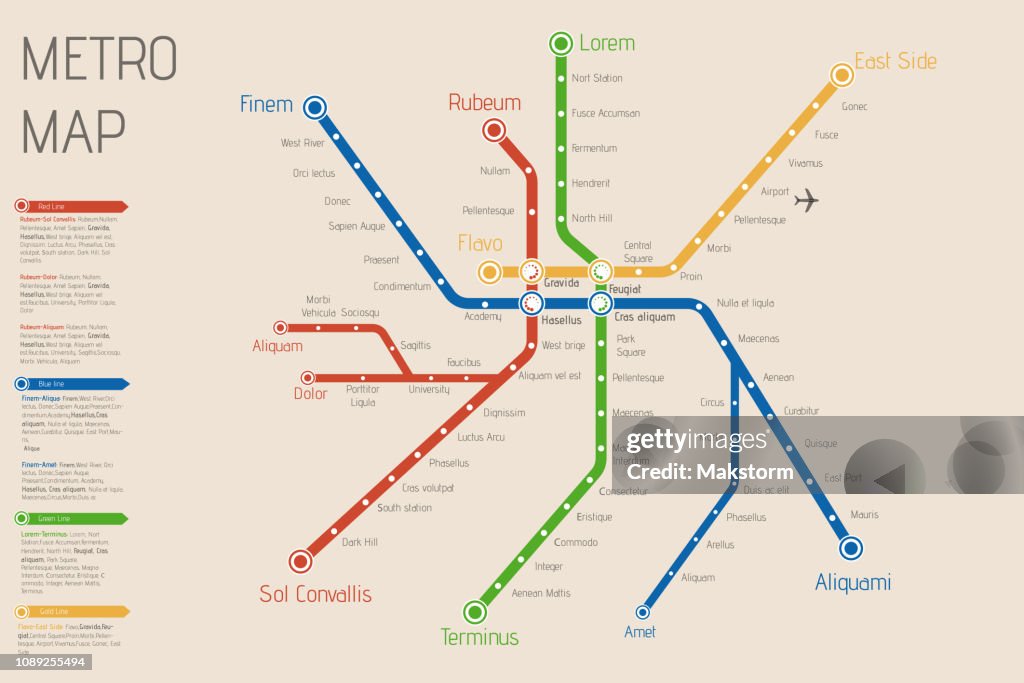 Realistic City Metro Map Vector Background Illustration Abstract ...