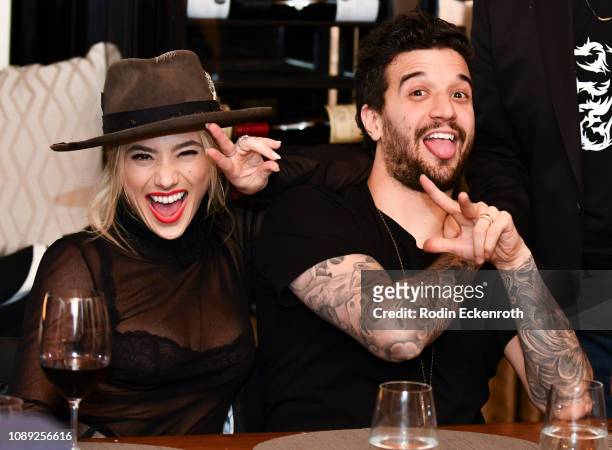 Jean and Mark Ballas pose for portrait at music executive Steven Levine's Birthday Dinner at Hotel Bel-Air on January 02, 2019 in Los Angeles,...