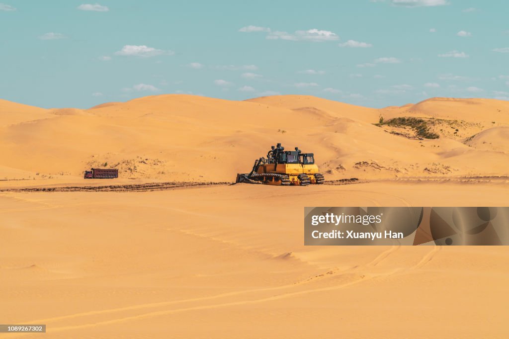 Bulldozer in desert
