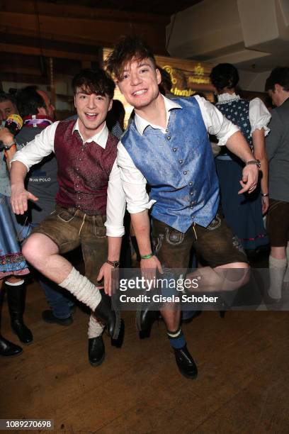 Roman Lochmann and his twin brother Heiko Lochmann "Die Lochis" during the 28th Weisswurstparty at Hotel Stanglwirt on January 25, 2019 in Going near...