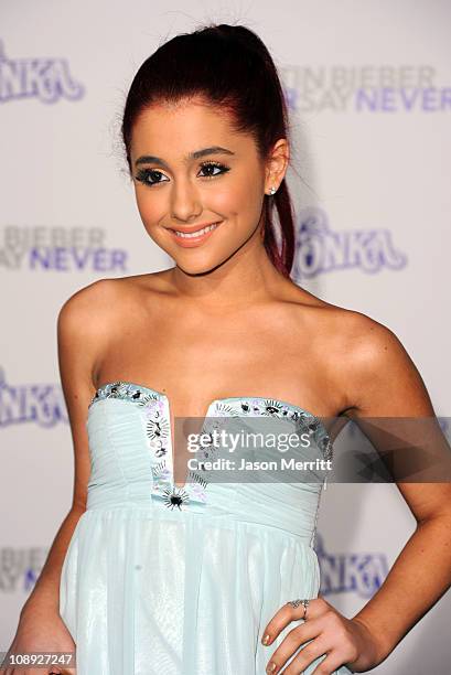 Actress Ariana Grande arrives at the premiere of Paramount Pictures' "Justin Bieber: Never Say Never" held at Nokia Theater L.A. Live on February 8,...