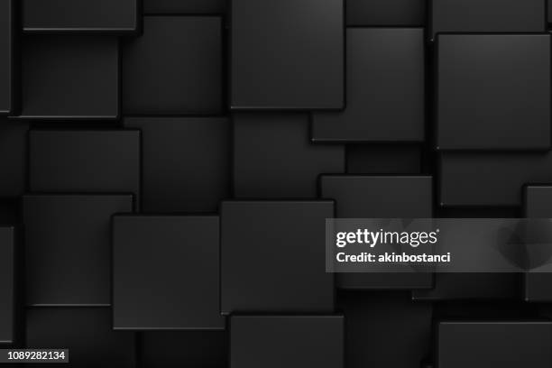 abstract 3d black cubes background - black square stock pictures, royalty-free photos & images