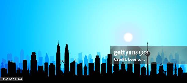 ilustraciones, imágenes clip art, dibujos animados e iconos de stock de kuala lumpur (todos los edificios son completa y móvil) - petronas twin towers