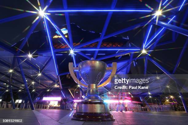Replica Hopman Cup is seen outside the arena during day six of the 2019 Hopman Cup at RAC Arena on January 03, 2019 in Perth, Australia.
