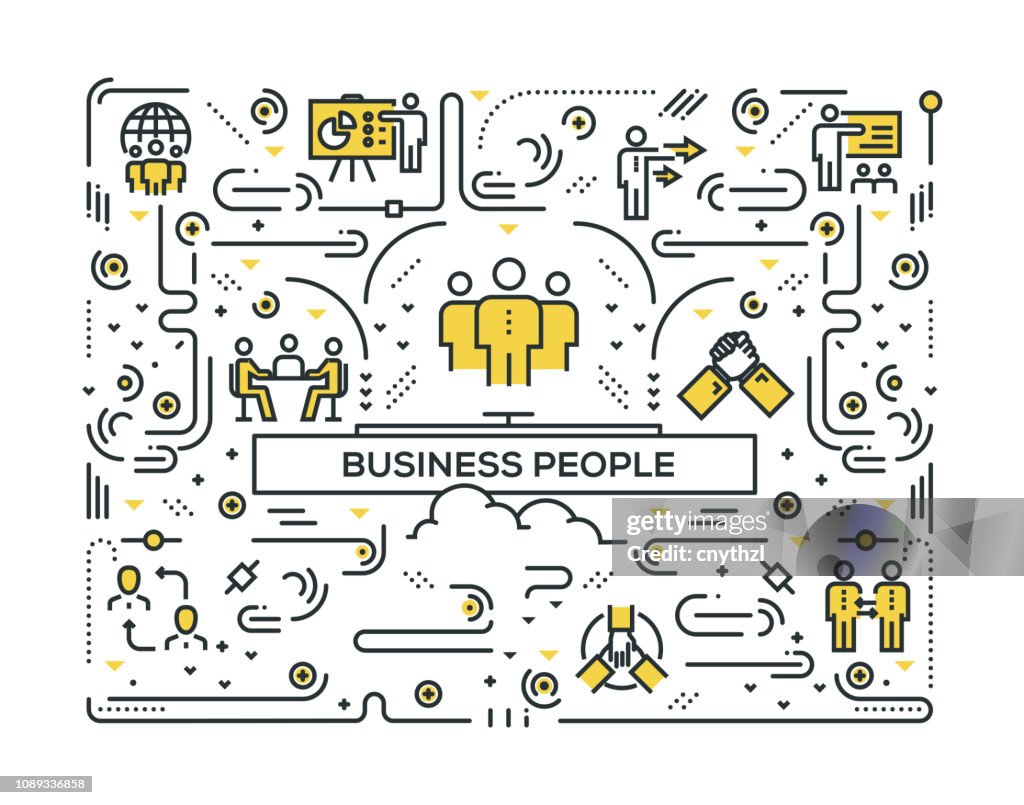 BUSINESS PEOPLE LINE ICONS PATTERN DESIGN
