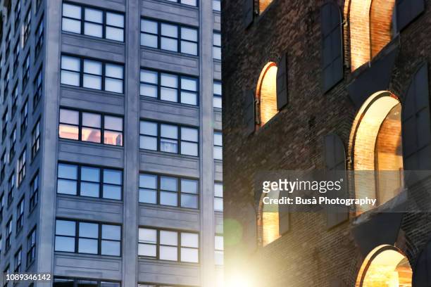 modern office tower and renovated industrial building in dumbo, brooklyn, new york city - brooklyn new york stock pictures, royalty-free photos & images