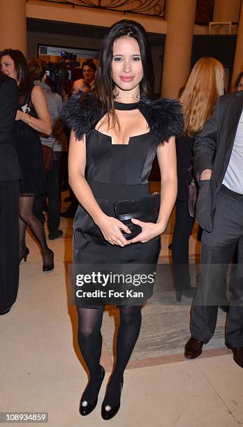 Presenter Anne Solenne Hatte attends the 'Scopus 2011 Awards' - Tribute to Charles Aznavour' at Theatre des Champs-Elysees on January 23,