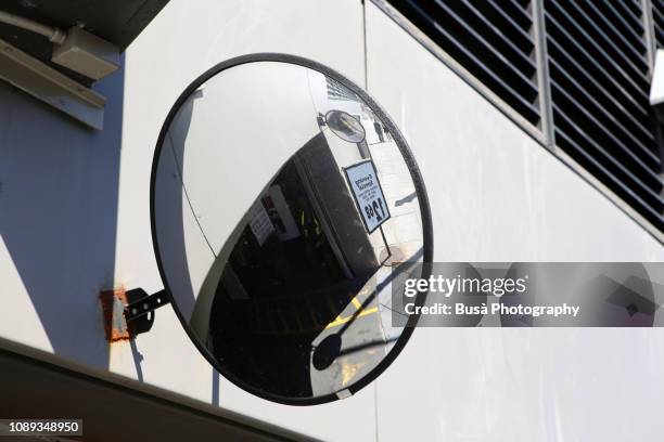street mirror by parking alley in new york city, usa - convex stock pictures, royalty-free photos & images