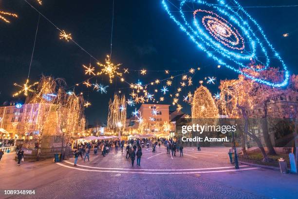 christmas time in ljubljana, slovenia. - lubiana stock pictures, royalty-free photos & images