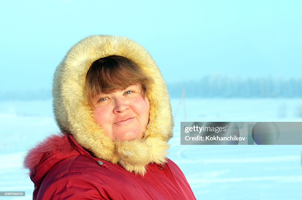 Woman outdoors, winter, portrait