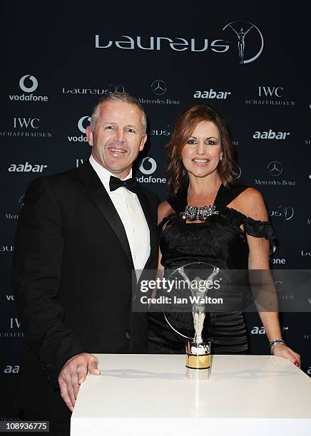 Sean Fitzpatrick and Bronwyn Fitzpatrick attend the 2011 Laureus World Sports Awards at the Emirates Palace on February 7, 2011 in Abu Dhabi, United...