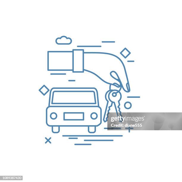 thin line icon ride sharing icons set - uber stock illustrations