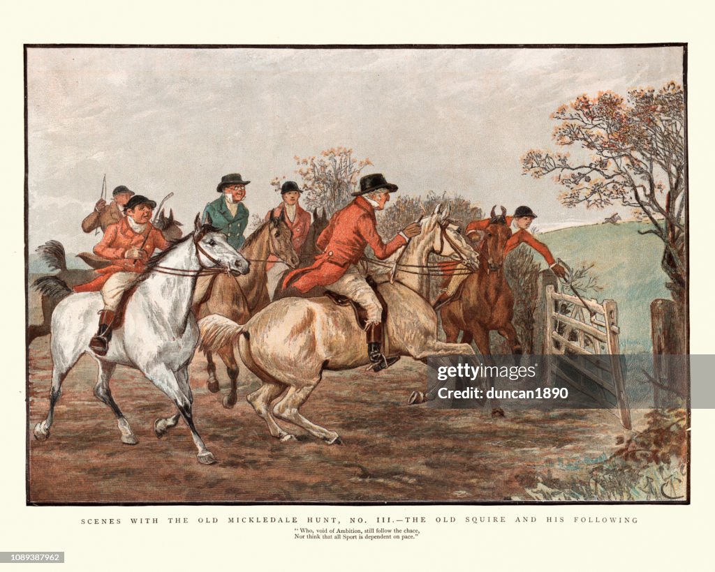 Old Mickledale Hunt, Old Squire and his following, 19th Century