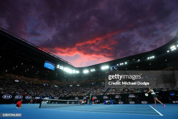 General view inside Rod Laver Arena during the Women's Singles Final match between Naomi Osaka of Japan and Petra Kvitova of Czech Republic during...