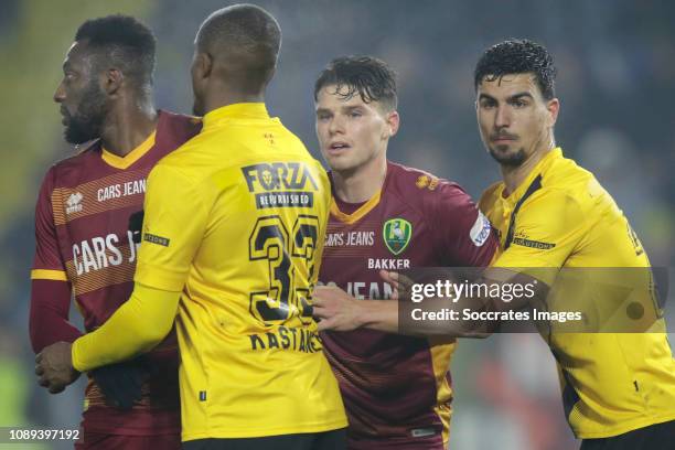 Danny Bakker of ADO Den Haag , Gianluca Nijholt of NAC Breda during the Dutch Eredivisie match between NAC Breda v ADO Den Haag at the Rat Verlegh...