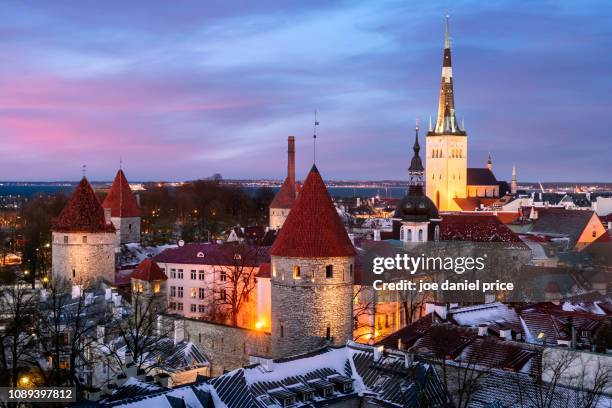 beautiful, tallinn, estonia - town wall tallinn stock pictures, royalty-free photos & images