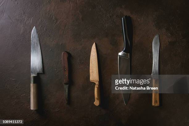 knives collection - knife kitchen stock pictures, royalty-free photos & images