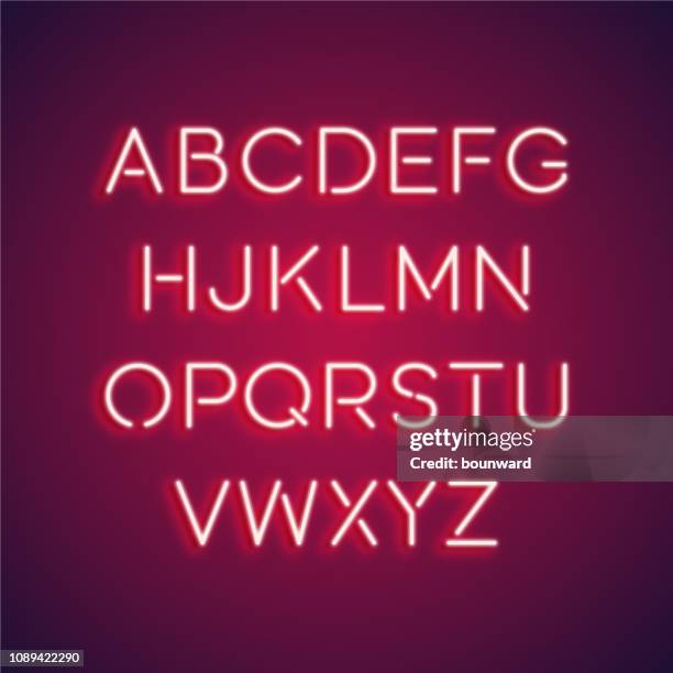 neon font alphabet - typing stock illustrations