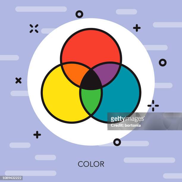 dünne linie farbsymbol grafikdesign - venn diagramm stock-grafiken, -clipart, -cartoons und -symbole