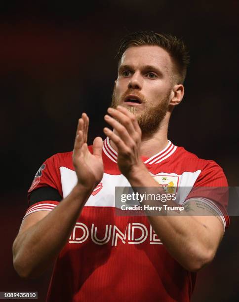 Tomas Kalas of Bristol City during the FA Cup Fourth Round match between Bristol City and Bolton Wanderers at Ashton Gate on January 25, 2019 in...