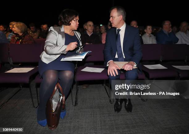 Sinn Fein leader Mary Lou McDonald in conversation with Minister for Education in the Republic of Ireland Joe McHugh at 'Beyond Brexit - The Future...