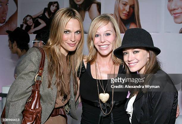 Molly Sims, Joanna Schlip and Hilary Duff during Celebrity Makeup Artist Joanna Schlip Launches the J-Gurlz Fund and Her Book "Glamour Gurlz" at The...