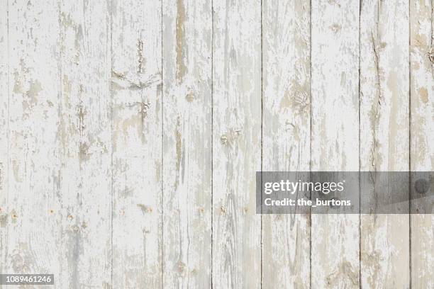 full frame shot of white painted wooden wall, backgrounds - weathered ストックフォトと画像