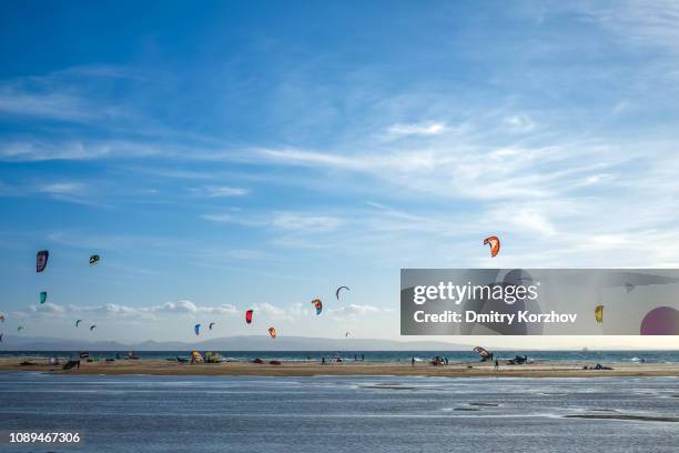 spain, tarifa — valdevaqueros beach - tariffa stock pictures, royalty-free photos & images