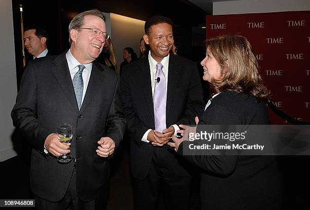 John Huey, editor-in-chief of Time Inc, Congressman Artur Davis and Elizabeth Edwards attend TIME's Person of the Year Luncheon at Time & Life...