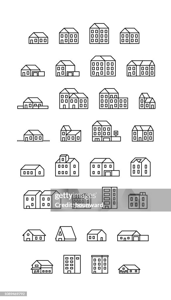 Flat 3d Outline Buildings