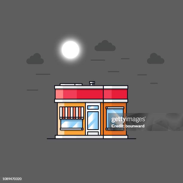 outline flat store background - cafe facade stock illustrations