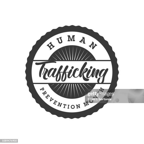 human trafficking prevention month label - human trafficking awareness stock illustrations