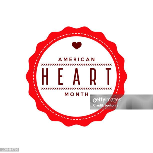stockillustraties, clipart, cartoons en iconen met american heart maand label - american heart month