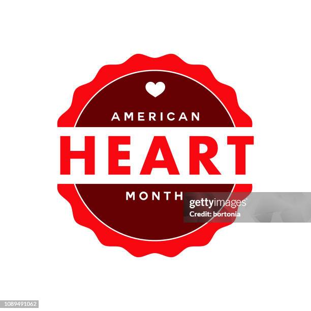 stockillustraties, clipart, cartoons en iconen met american heart maand label - american heart month