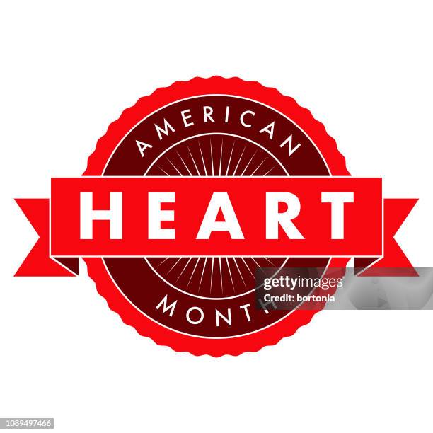 stockillustraties, clipart, cartoons en iconen met american heart maand label - american heart month