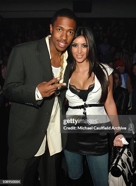 Nick Cannon and Kim Kardashian during William Rast Presents "Street Sexy" Spring Summer 07 - Front Row and Backstage at Social Hollywood in...