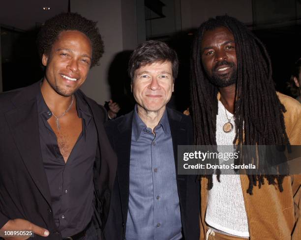 Gary Dourdan, Jeffrey Sachs and guest during Millennium Promise West Coast Launch Honoring Jeffrey Sachs at Private Home in Beverly Hills, CA, United...