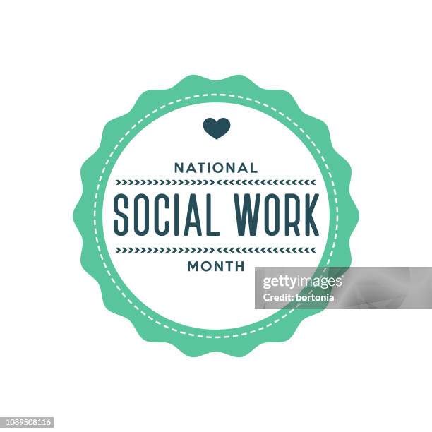 national social work month label - social workers stock illustrations