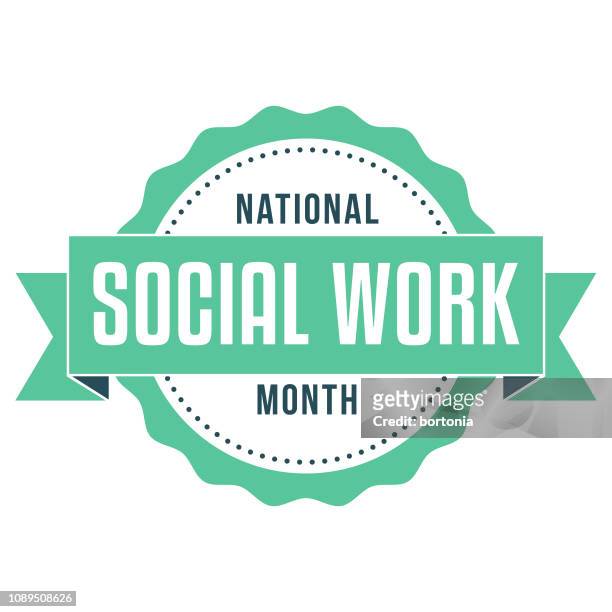 bildbanksillustrationer, clip art samt tecknat material och ikoner med nationella socialt arbete månad etikett - march month
