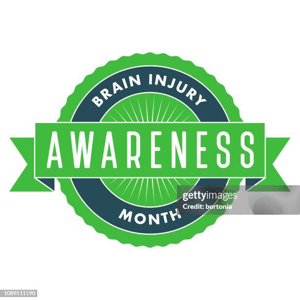 brain injury awareness month label - social awareness symbol stock illustrations