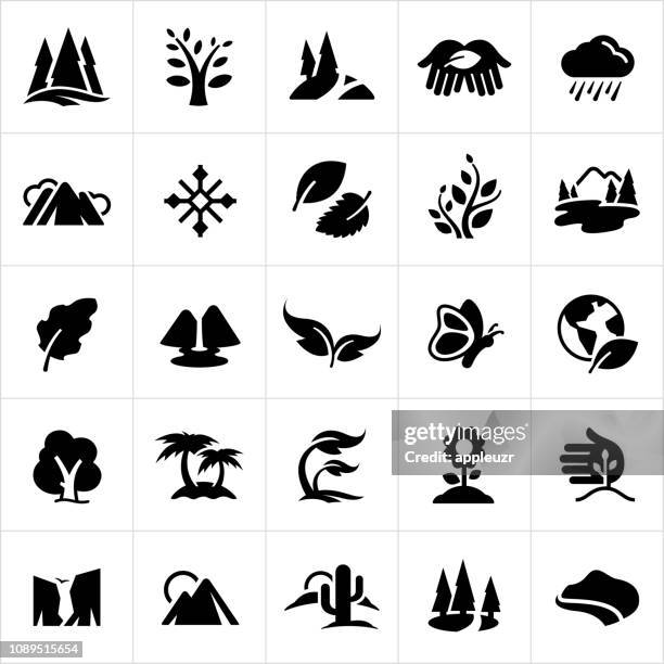 stockillustraties, clipart, cartoons en iconen met symbolen van de pictogrammen van de natuur - richel