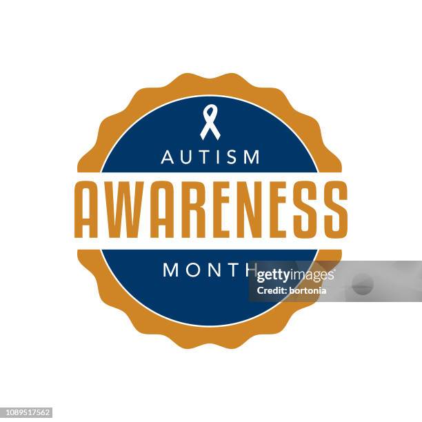 autism awareness month label - autism awareness stock illustrations