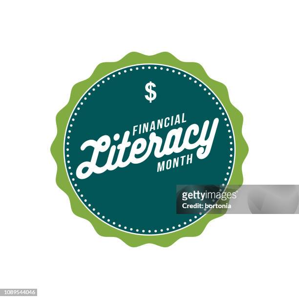 financial literacy month label - financial education stock illustrations