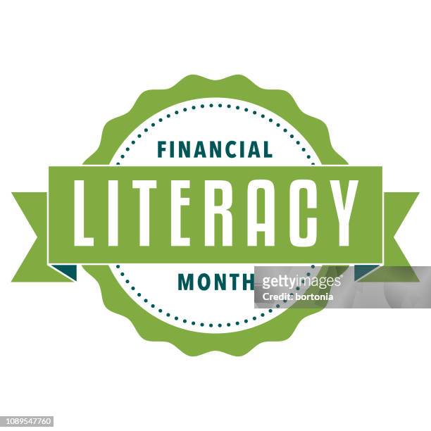 ilustraciones, imágenes clip art, dibujos animados e iconos de stock de etiqueta del mes de educación financiera - ortografía