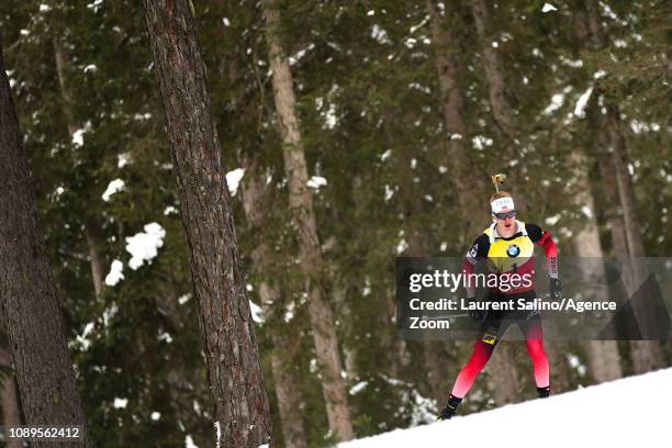 Johannes Thingnes Boe of Norway takes 1st place during the IBU Biathlon World Cup Men's and Women's Pursuit on January 26, 2019 in Antholz...